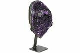 Amethyst Geode Section With Metal Stand - Uruguay #122031-3